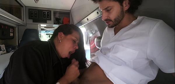  My hot Latina EMT boss convinced me to fuck her in the ambulance